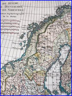Scandinavia 1780 Rigobert Bonne Antique Map In Colors 18th Century
