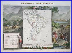 South America 1850 Victor Levasseur Large Nice Antique Map 19th Century
