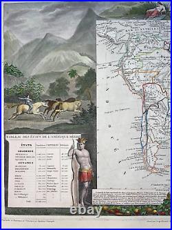 South America 1850 Victor Levasseur Large Nice Antique Map 19th Century