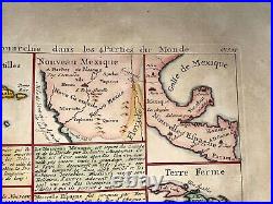 Spain & Its Possessions 1719 Henri Chatelain Large Antique Map 18th Century