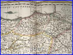 Spain Portugal 1642 Willem Blaeu Large Antique Engraved Map 17th Century