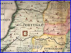 Spain Portugal 1719 Henri Chatelain Very Large Antique Map 18th Century