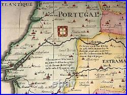 Spain Portugal 1719 Henri Chatelain Very Large Antique Map 18th Century