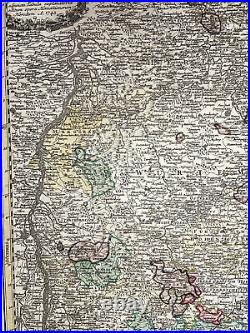 Swabia Germany 1743 Homann Hrs/ Haas Large Antique Engraved Map 18th Century