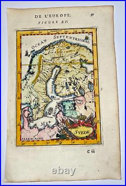 Sweden Scandinavia 1683 Alain Manesson Mallet Antique Engraved Map 17th Century