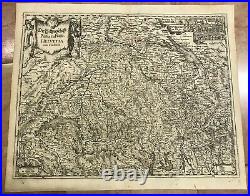 Switzerland 1638 Mathaeus Merian Unusual Large Antique Map 17th Century