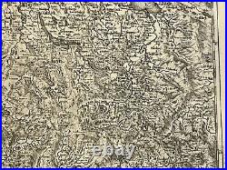Switzerland 1638 Mathaeus Merian Unusual Large Antique Map 17th Century