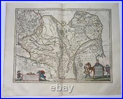 Tartary 1642 Willem Blaeu Large Antique Engraved Map 17th Century