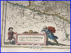 Tartary 1642 Willem Blaeu Large Antique Engraved Map 17th Century