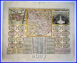 Turin Savoye North Italy 1719 Henri Chatelain Large Antique Map 18th Century