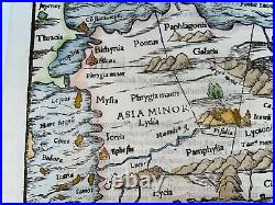 Turkey 1568 Sebastian Munster Antique Wood Engraved Map 16th Century
