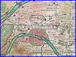 VERY LARGE WALL MAP OF PARIS & ENVIRONS (FRANCE) 1722 by DANET 18TH CENTURY